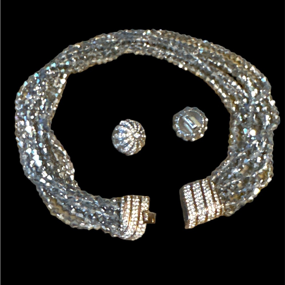 Ciner Vintage 1955 18k Gold Plated Swarovski Crystal Necklace& Earrings Signed - Picture 2 of 6